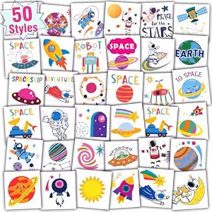 Partywind Outer Space Themed Party Supplies Temporary Tattoos
