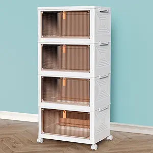 CTSNSLH 4 Tier Plastic Storage Bins with Lid 23QT - Stackable Storage Bins