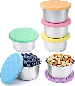 8oz Stainless Steel Snack Containers, 6Pack kids lunch accessories