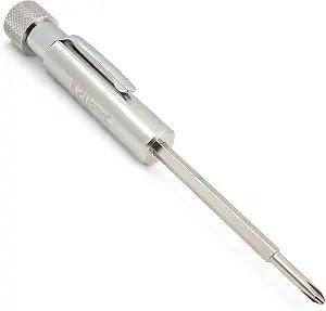 Pocket Screwdriver with Clip and Magnet - Phillips and Slotted-Flat Head - Small Tool with Magnetic Tip (Stainless Steel)