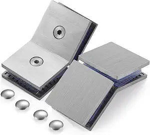 Ranbo 135 Degree Fixed Glass Panel Clamp, Brushed Nickel, 2 Pack