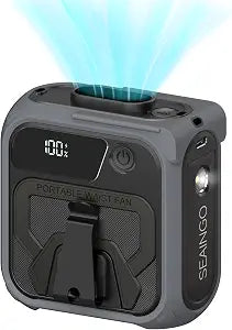 SEAINGO Portable Waist Fan Rechargeable  10000mAh, 42 ft/s Max, 5 Speeds 16000RPM, Personal Cooling Wearable Clip Body Belt Shirt Fans, Hanging Neck Fan with Light