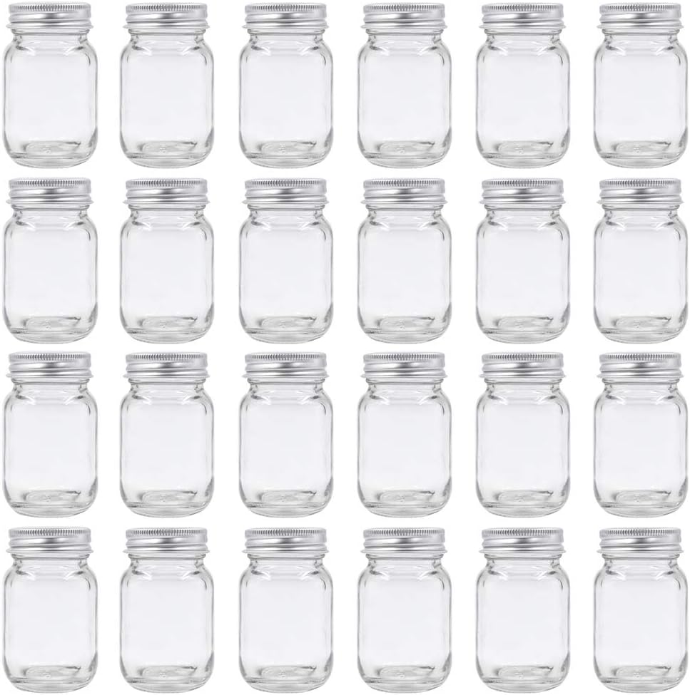 2oz Mason Jar with Silver Lid for Honey Jam Spice Pack of 24 Sets