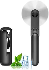 Lerat Portable Handheld Fan, 2 IN 1 Mini Hand Fan, Battery Operated [8-15 Working Hours], USB Rechargeable Personal Foldable Fan for Indoor, Small Pocket Fans Travel Essentials for Outdoor (Black)