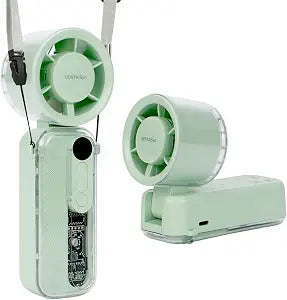 DENTAISyn Portable Handheld Fan,3-in-1Mini Fan,100Speed Adjustment,Handheld/Neck-Wearable/Desktop 3-Way,7-Blade,Powerful,USB Rechargeable Fan,90Angle Adjustment, Foldable Fan(Green)