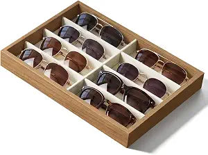 Stratalife 8 Grids Drawer Sunglasses Organizer Tray, Beige Velvet