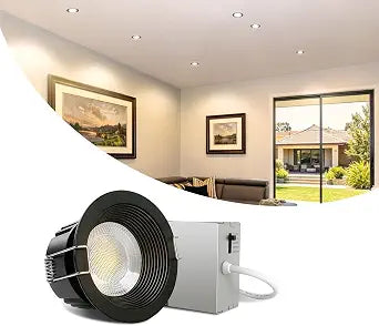 Aosclex 1 Pack 3'' Black 5CCT Anti-Glare Canless LED Recessed Downlight