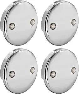 Tub Overflow Drain Cover, Chrome 4-Pack, for Bathtub Overflow Cover 2 Holes Drain Plate, for Bathroom Bath Tub Replacement and Repair, 3-3/16 Inches