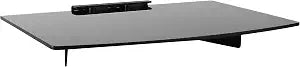 Mount-It! Floating Wall Shelf  Tempered Glass Media Shelf for Cable Box, DVD Player, Gaming Consoles (PS5, Xbox, Roku), Projector  Wall-Mounted w/Steel Frame, Cable Management, 22 lb Capacity