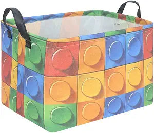 FXOLCSHE Building brick Basket,Building block book storage box,Laundry hamper,Waterproof foldable Kid's laundry basket,Shelf box,Baby Room decor(Building block)