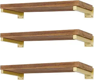 EZYDECOR 6 Pcs Gold Shelf Brackets Heavy Duty Brackets for Shelves 8 Inch