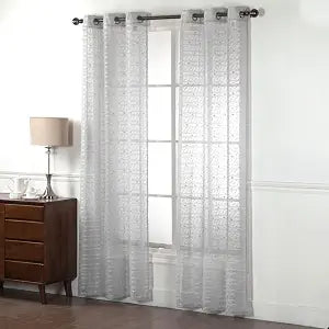 Dainty Home Silver Curtains Linen Textured Sheer Light Filtering Semi Sheer Curtains 84 inches Long Half Privacy Window Drapes for Living Room Bedroom Dining 2 Panels Set 76" x 84"