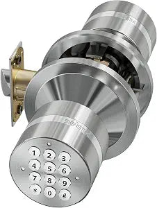 Keyless Entry Door Lock, Door Knob with Keypad, Smart Code Door Lock, Mute Mode, Passage Function, Easy to Install, Satin Nickel