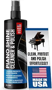 Samorillo Piano Shine Polish & Cleaner - Clean, Polish, Wax & Protect Glossy Pianos & Surfaces - Made in USA - 8 oz Cleaning Solution with Added UV Protectant & Anti-Static - Prevents Dust & Smudges