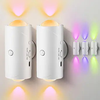 LED Motion Sensor Night Light, 7 Colors Rechargeable Battery Stair Light