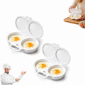 2027 Upgraded Dual Cavity Microwave Egg Poacher with Lid and Handle, Quick-Heat Nonstick Microwave Egg Cooker for 2 Eggs, Oil-Free Food-Grade Kitchen Tool1, White*2