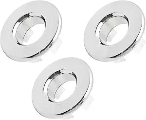 3Pcs Sink Overflow Rings, Brass Basin Trim Covers with Round Insert Caps for Kitchen Bathroom Vanity Sink Drain Hole Decoration, Silver