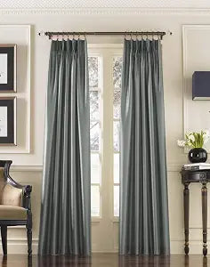 Curtainworks Marquee Faux Silk Curtain, 30 x 108 in, Teal, 1 Panel