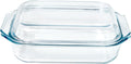 Small 1.4-QT Tempered Glass Casserole Dish with Lid, Rectangular Clear Glass Casserole Bakeware with Glass Lid