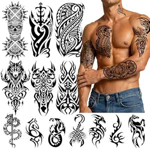 Totem Temporary Tattoos for Men 23 Sheets ï¿½ï¿½ï¿½ Pre-Cut & Wate