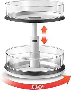 Ynelyase Lazy Susan Medicine Bottle Organizer for Cabinet 2 Tier Clear