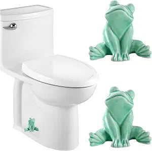 Ceramic Frog Toilet Bolt Covers Decorative, Set of 2 Tall Toilet Bolt Caps,Cute Frog Toilet Screw Cover Caps, Toilet Caps for Bottom of Toilet for Bathroom Decor, Easy to Install (B - Cyan)