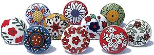 Royal Kraft Vintage Multicolor Printed Ceramic Pull Knobs for Kitchen Cabinet, Door & Drawer, Wardrobe, Cupboard (Set of 10) Sknob001