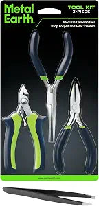 Metal Earth 3-Piece Tool Set - Clipper - Flat Nose Pliers - Needle Nose Pliers Bundle with Tweezers Fascinations