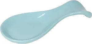 Now Designs Curved Stoneware Spoon Rest Eggshell Blue, 3.5x7.75 in