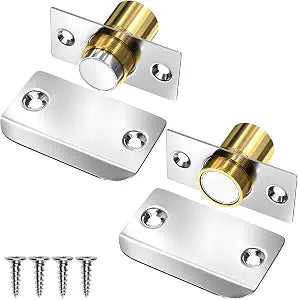 Closet Door Ball Magnetic Door Catch Jiayi 2 Pack Adjustable Ball Door Latches Hardware, Silver Ball Catch Top of Door Hidden Roller Latch for Invisible Closet Pantry Magnetic Door Latch Closing