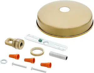Aspen Creative 21525-41 Ceiling Canopy Kit with Warm Brass Trim for Chandelier and Pendant Light,Includes Loop and Mounting Hardware, Light Bronze,5-1/8" Diameter,23mm Center Hole