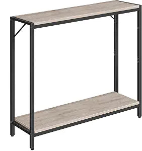 MAHANCRIS 30" Narrow Console Table, 2-Tier Small Entryway Table with Shelf, Thin Sofa Table with Shelves, Behind Couch Table for Living Room, Hallway, Foyer, Corridor, Greige and Black CTHG27601
