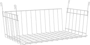 ClosetMaid Wire Hanging Shelf Basket for Storage, Organization in Closet or Pantry, No Assembly or Installation, Durable, White