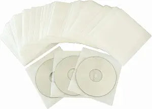 100 Pack Premium CD DVD Sleeves Cases,Thick Non-Woven Material Double-Sided Refill Plastic Sleeve for CD and DVD Storage Binders Disc Case with Drop-Proof Closure(New White)