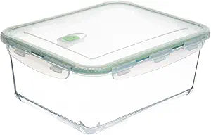 AGTRADE 120 oz Large Glass Food Storage Containers with Airtight Lids 3.5 L Family Size Extra Large Bakeware Marinating Lock Baking Dish Container Glass Bowls Rectangle