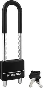 Master Lock Adjustable Shackle Keyed Padlock, Black Vinyl Covered 527D