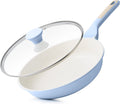 SENSARTE 9.5Inch Nonstick Ceramic Frying Pan with Lid, PFAS/PTFE Free, Blue