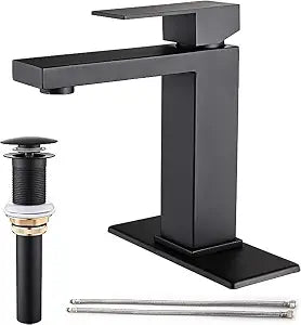 AVSIILE Matte Black Bathroom Faucet, Single Hole Handle Vanity Bath Faucet