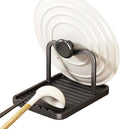 Anti-Rust Metal Spoon Rest with Lid Holder While Cooking, Black