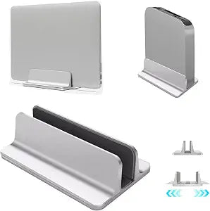 Vertical Laptop Stand Holder, Desktop Aluminum Notebook Stand with Adjustable Dock Size(Up to 17.3 inch) Compatible with All Lenovo/MacBook Pro/Air Dell Hp Surface iPad Gaming Laptops(Silver)