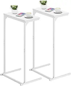 TUTOTAK C Shaped End Table, Set of 2, Small Side Table, 28.7" H Couch Table