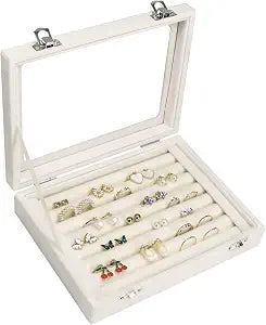 Vicoter Rings Organizer Tray 7 Slots Velvet Jewelry Earring Storage Box