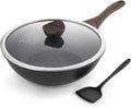 Kordisen Nonstick Wok with Lid, 12 Inch Woks & Stir-fry Pans, Granite Stone Coating for Cooking, Induction Cookware, Compatible with All Stovetops, PFOA Free