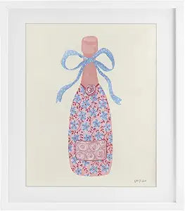 Pastel Coquette Champagne Floral, 13 x 16 Inch Framed Print Under Glass