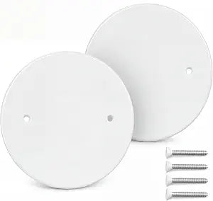 4 Pack 8 Inch Ceiling Cover Plate with 3-1/2" Mounting Hole Spacing, White Metal Ceiling Hole Cover for Electrical Box, Includes Screws, Blank-Up Plate for Drywall & Oversized Openings (4)