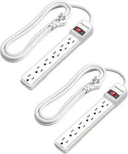 DEWENWILS 2-Pack 6FT Power Strip Surge Protector with 6-Outlet