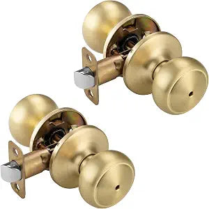 2 Pack Brushed Gold Door Knob, Coastal Style for Bedroom & Bathroom