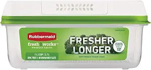 Rubbermaid FreshWorks Saver, Large Short Produce Storage Container, 11.3-Cup, Clear