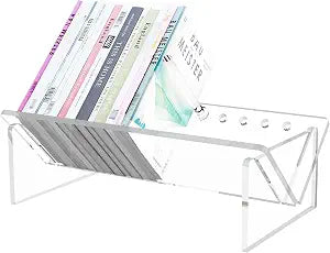 RekRang Acrylic Desk Bookshelf,Small Desktop Bookcases Clear Book Shelf Organizer for Home Office School,Book Stand Display Rack for CDs Magazines Books