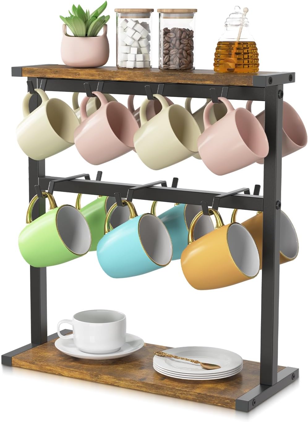 EsLuker.ly Coffee Mug Holder Cup Tree Rack for Coffee Bar Countertop